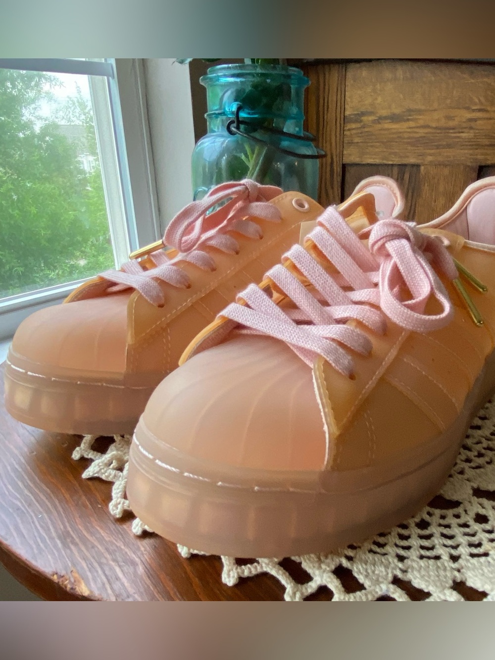 NWT! Adidas SUPERSTAR Gazelle Shell-Toe Campus Jelly Peach Platform Shoes NEW!!